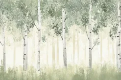 Fototapeta: Malowniczy pejzaż z brzozowym gajem