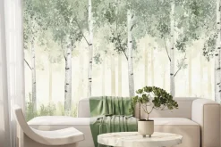 Fototapeta: Malowniczy pejzaż z brzozowym gajem