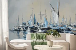 Fototapeta: Malowniczy wzór z żaglówkami na wodzie