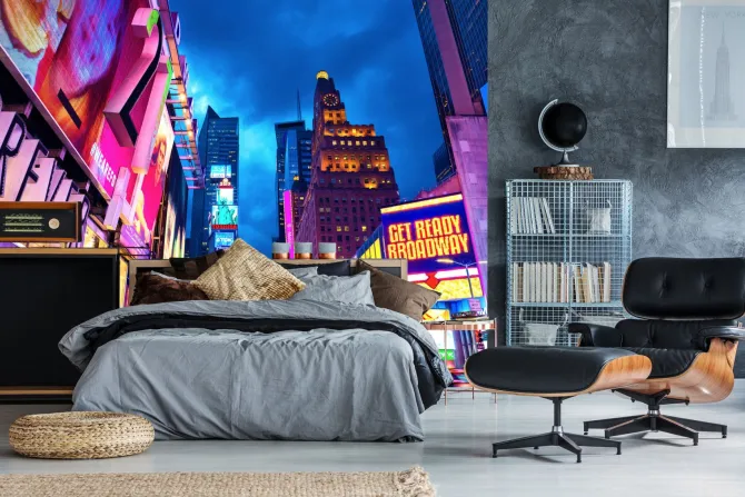 Fototapeta: Manhattan nocą pejzaż miejski