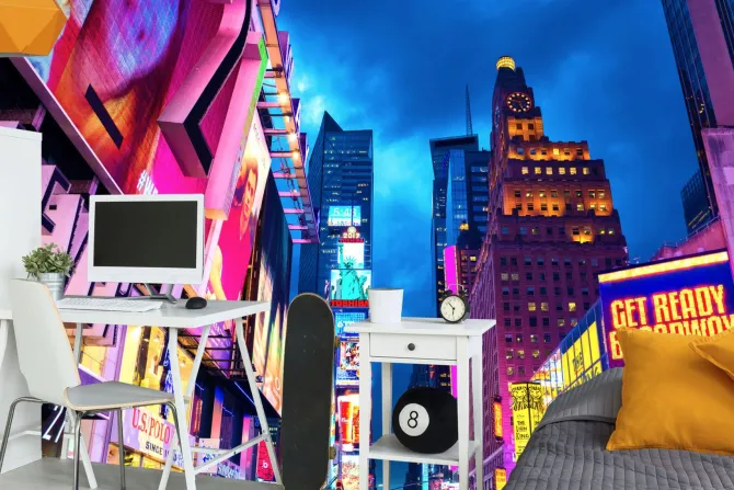 Fototapeta: Manhattan nocą pejzaż miejski