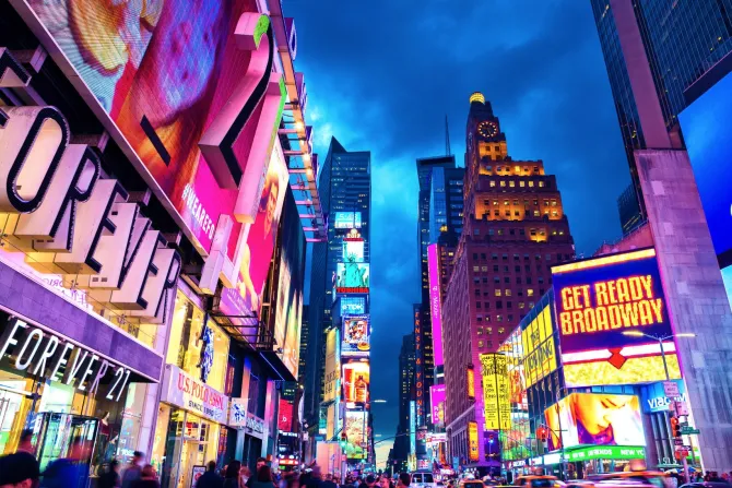 Fototapeta: Manhattan nocą pejzaż miejski