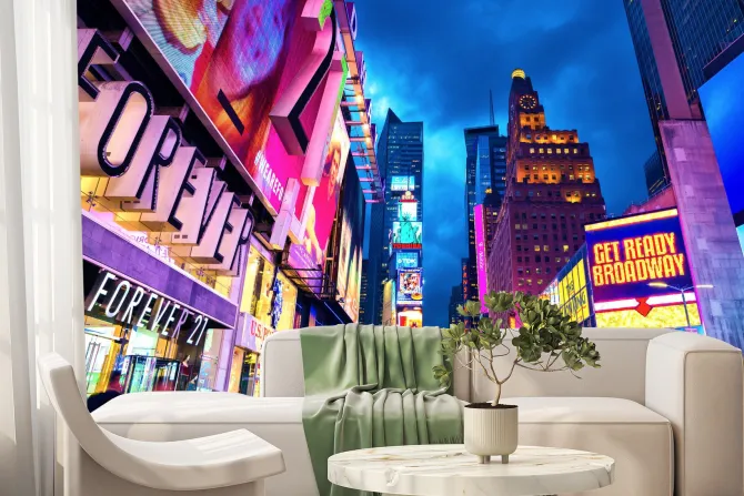 Fototapeta: Manhattan nocą pejzaż miejski