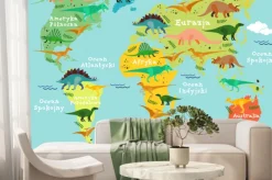 Fototapeta: Mapa po polsku z dinozaurami