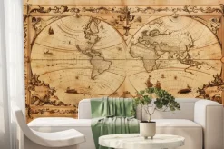 Fototapeta: Mapa vintage z trasami eksploracji i mitycznymi znakami