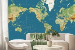 Fototapeta: Mapa świata ameryka środkowa mapa fizyczna. kolory vintage. brak