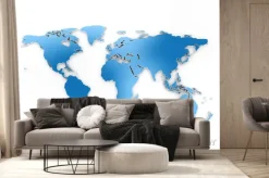 Fototapeta: Mapa świata 3d niebieskie na białym tle