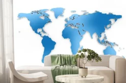 Fototapeta: Mapa świata 3d niebieskie na białym tle