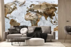 Fototapeta: Mapa świata 3d w brązach