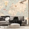 Fototapeta: Mapa świata dla dzieci w stylu retro z samolotami balonami i