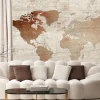 Fototapeta: Mapa świata na drewnianym tle rustykalny design