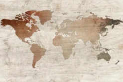 Fototapeta: Mapa świata na drewnianym tle rustykalny design