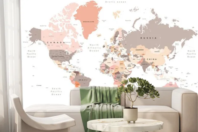 Fototapeta: Mapa świata na białym tle