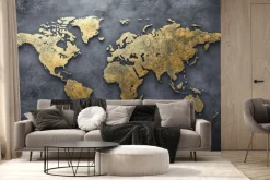 Fototapeta: Mapa świata na surowym betonowym tle nowoczesny styl