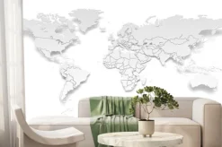 Fototapeta: Mapa świata papieru z granicami państwowymi