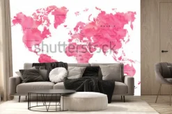 Fototapeta: Mapa świata w odcieniach różowego