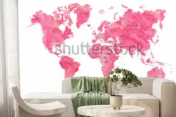 Fototapeta: Mapa świata w odcieniach różowego