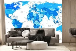 Fototapeta: Mapa świata w odcieniach niebieskiego