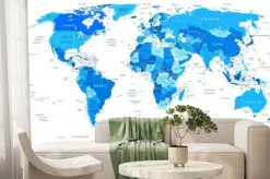 Fototapeta: Mapa świata w odcieniach niebieskiego