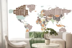 Fototapeta: Mapa świata wykonane z nazw państw typograficznych