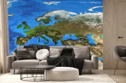 Fototapeta: Mapa świata wysokiej rozdzielczości koncentruje się na europie