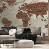 Fototapeta: Mapa świata z brązowej cegły na murze