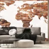 Fototapeta: Mapa świata z cegły na jasnej ścianie