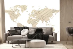 Fototapeta: Mapa świata z muzycznymi nutami