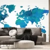 Fototapeta: Mapa świata z niebieskim geometrycznym wzorem 3d