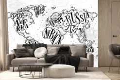 Fototapeta: Mapa świata z napisem grenlandia ameryka afryka europa azja australia