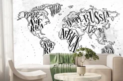 Fototapeta: Mapa świata z napisem grenlandia ameryka afryka europa azja australia