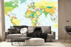 Fototapeta: Mapa świata z podpisanymi krajami