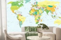 Fototapeta: Mapa świata z podpisanymi krajami