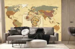 Fototapeta: Mapa świata z różą wiatrów w stylu vintage