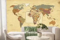 Fototapeta: Mapa świata z różą wiatrów w stylu vintage