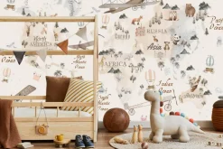 Fototapeta: Mapa świata ze zwierzątkami dla dzieci