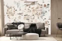 Fototapeta: Mapa świata ze zwierzątkami dla dzieci