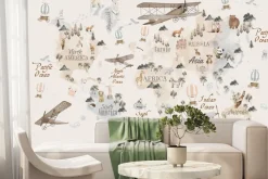 Fototapeta: Mapa świata ze zwierzątkami dla dzieci