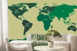 Fototapeta: Mapa świata zielony z kontynent names