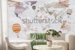 Fototapeta: Mapa świata zwierząt do projektowania tapet dla dzieci