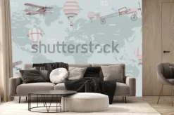 Fototapeta: Mapa świata zwierząt do projektowania tapet dla dzieci