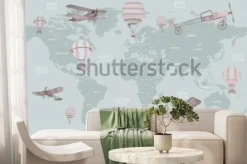 Fototapeta: Mapa świata zwierząt do projektowania tapet dla dzieci