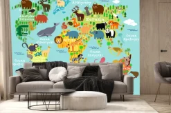 Fototapeta: Mapa zwierzęta świata po polsku