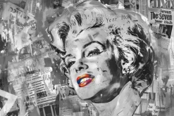 Fototapeta: Marilyn monroe na tle ściany z gazet