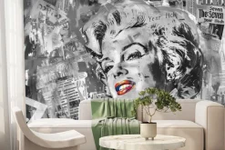 Fototapeta: Marilyn monroe na tle ściany z gazet