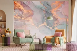 Fototapeta: Marmurkowa tekstura z elementami różowego złota