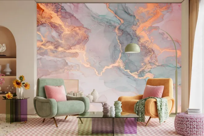 Fototapeta: Marmurkowa tekstura z elementami różowego złota