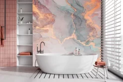 Fototapeta: Marmurkowa tekstura z elementami różowego złota