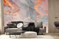 Fototapeta: Marmurkowa tekstura z elementami różowego złota