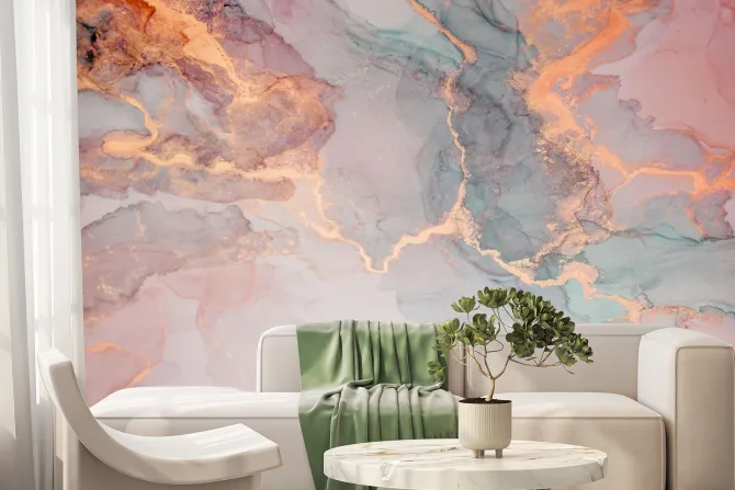 Fototapeta: Marmurkowa tekstura z elementami różowego złota